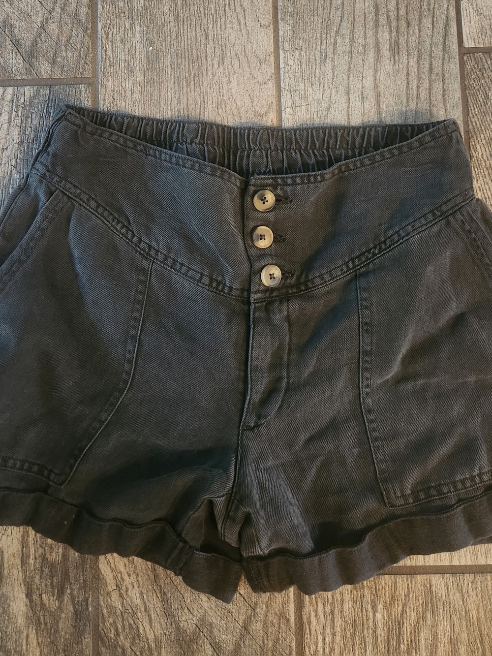 Aerie Black Button Front Shorts